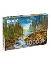 Puzzle Enjoy de 1000 de piese - O colibă ​​de lemn lângă mesteceni